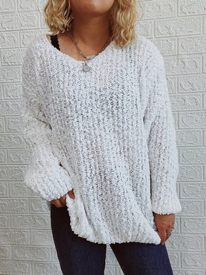 Womens Classic V Neck Drop Shoulder Sweater SIZE S-XL
