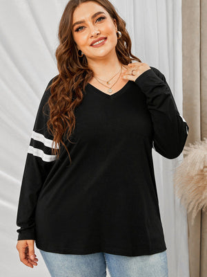 Womens Plus Size Long Sleeve V Neck Loose Top SIZE XL-5XL