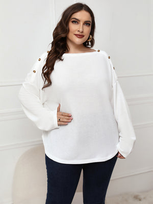 Womens Solid Color Plus Size Long Sleeve Loose Top SIZE XL-4XL