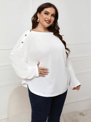 Womens Solid Color Plus Size Long Sleeve Loose Top SIZE XL-4XL