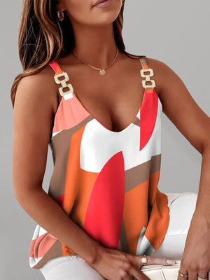 Womens Color Block Chain Strap Knit Blend Halter Top SIZE S-2XL