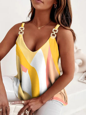 Womens Color Block Chain Strap Knit Blend Halter Top SIZE S-2XL