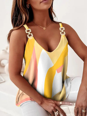 Womens Color Block Chain Strap Knit Blend Halter Top SIZE S-2XL