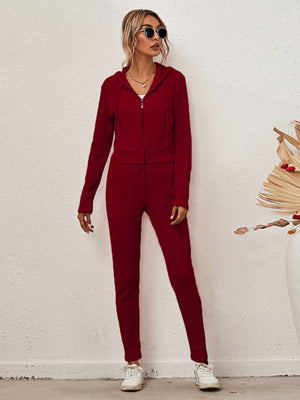 Womens Solid Color Hoodie & Pants Lounge Set SIZE S-XL