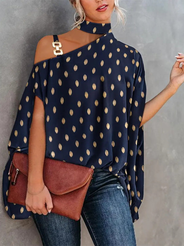 Womens Halter Neck Dolman Sleeve Blouse SIZE S-2XL