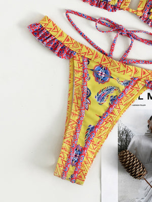 Womens Ethnic Print Halter Neck Tie Bikini SIZE S-L