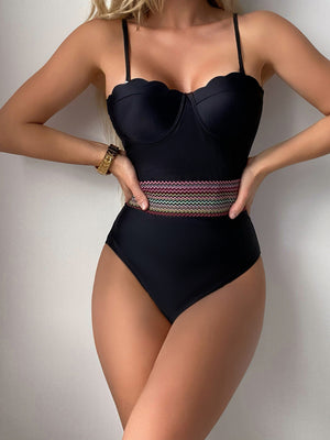 Womens Sexy Black Shell Shape One Piece Swimwear SIZE S-L