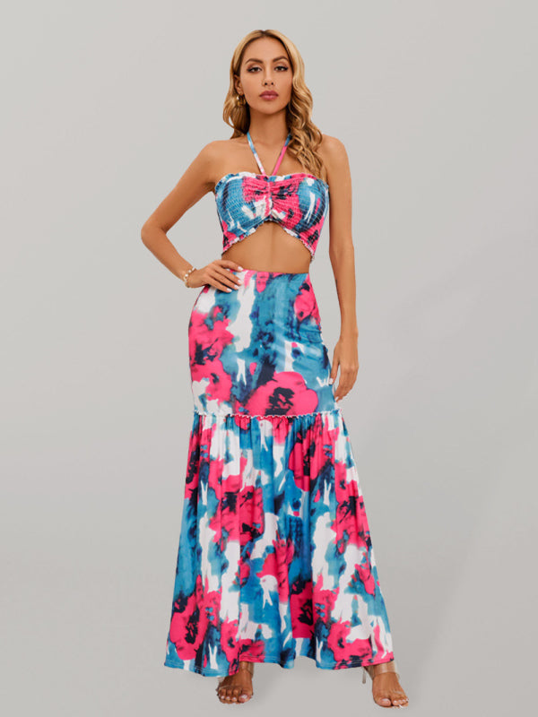 Womens Multi Color Print Skirt Two Piece Sets SIZE S-XL