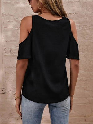 Womens Lace Trimmed Off Shoulder Top SIZE S-2XL