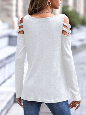 Womens Off Shoulder Zipper Long Sleeve Waffle Top SIZE S-XL
