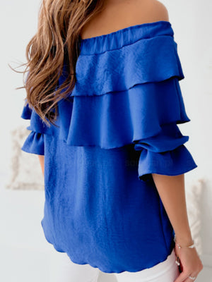 Womens Ruffle Track Blouse SIZE S-2XL
