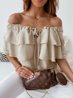 Womens Ruffle Track Blouse SIZE S-2XL