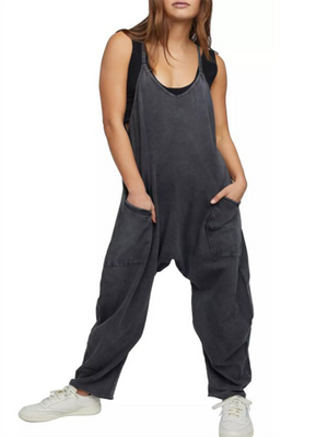 Womens V Neck Suspender Pocket Jumpsuit SIZE S-4XL