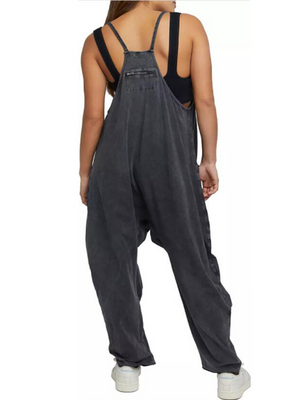 Womens V Neck Suspender Pocket Jumpsuit SIZE S-4XL