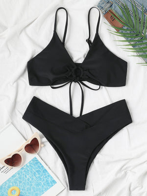 Womens Textured Underwire Brazilian Back Two Piece Swimsuit SIZE S-XL
