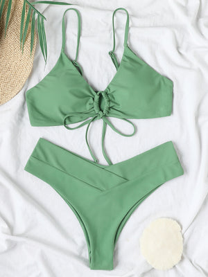 Womens Textured Underwire Brazilian Back Two Piece Swimsuit SIZE S-XL