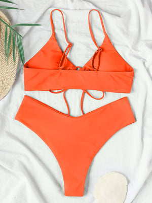 Womens Textured Underwire Brazilian Back Two Piece Swimsuit SIZE S-XL