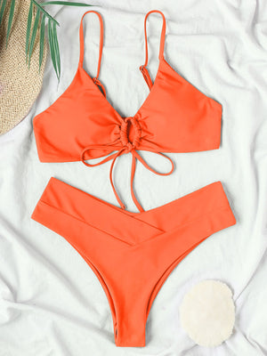 Womens Textured Underwire Brazilian Back Two Piece Swimsuit SIZE S-XL