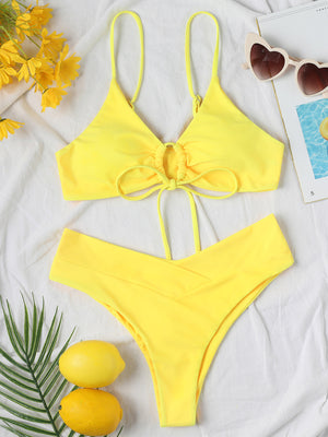 Womens Textured Underwire Brazilian Back Two Piece Swimsuit SIZE S-XL
