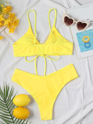 Womens Textured Underwire Brazilian Back Two Piece Swimsuit SIZE S-XL