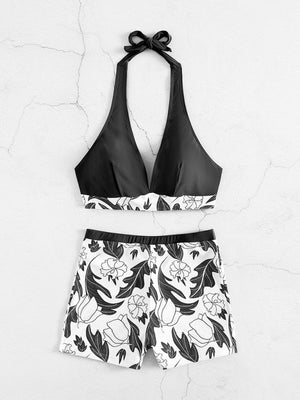 Womens Printed Bikini Top And High Waist Bottom Tankini SIZE S-XL