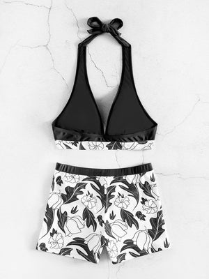 Womens Printed Bikini Top And High Waist Bottom Tankini SIZE S-XL