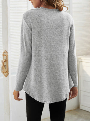 Womens Side Simple Button Long Sleeve Sweater SIZE S-2XL