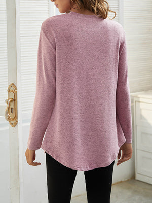 Womens Side Simple Button Long Sleeve Sweater SIZE S-2XL
