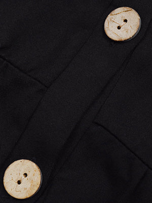 Womens Solid Color V Neck Button Front Lace Dress SIZE S-XL