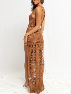 Womens Hollow Tassel Long Swim Wrap SIZE S-XL