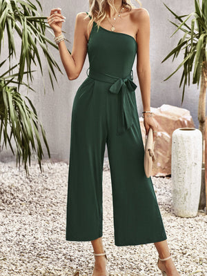 Womens One Shoulder Tie Jumpsuit SIZE S-XL