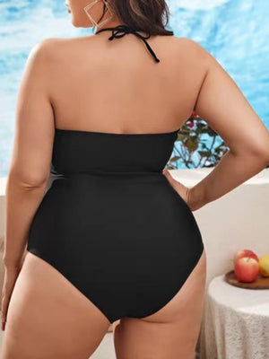 Womens Plus Size Halter Neck Backless One Piece Swimsuit SIZE L-4XL