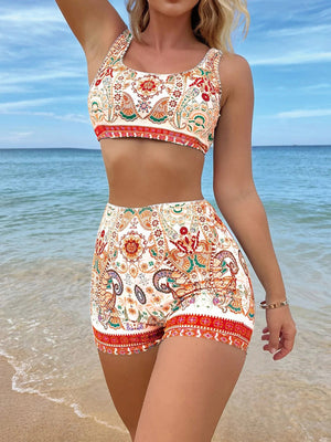 Womens Printed Two Piece High Waist Tankini SIZE S-XL