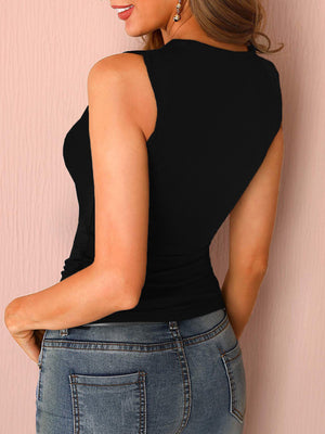 Womens Solid Color Three Strap Open Shoulder Top SIZE S-2XL