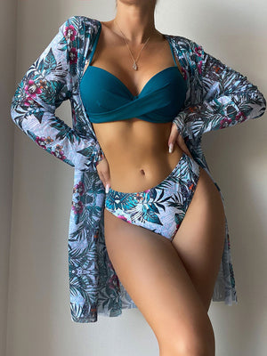 Womens High Waist Printed 3 Piece Bikini Set SIZE S-XL