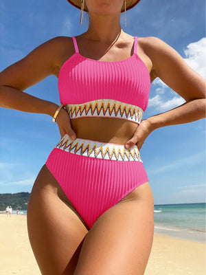 Womens Ribbed Two Piece Bikini Tankini SIZE S-XL
