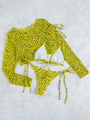 Womens Polka Dot Print 3 Piece Bikini Sets SIZE S-L