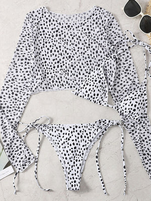 Womens Polka Dot Print 3 Piece Bikini Sets SIZE S-L