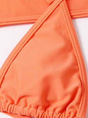 Womens Solid Color High Cut Waist Long Sleeve Cutout 3 Piece Bikini Set SIZE S-L