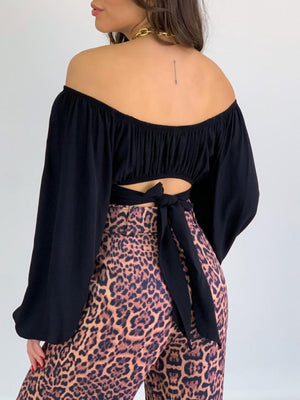 Womens Solid Color One Shoulder Balloon Sleeve Top SIZE S-2XL