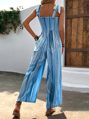 Womens Fashion Abstract Irregular Striped Suspender Jumpsuit SIZE S-XL