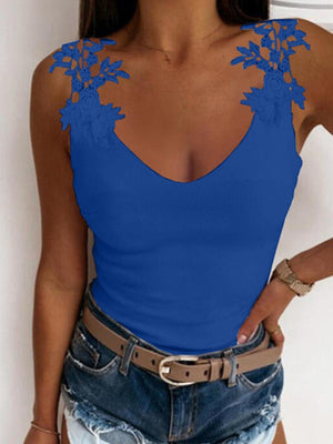Womens Summer U Neck Lace Tank Top SIZE S-4XL