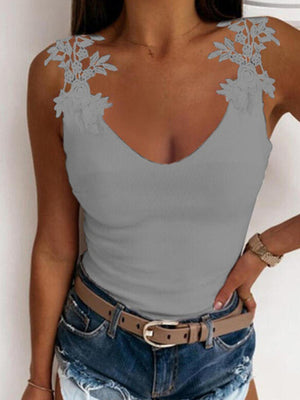 Womens Summer U Neck Lace Tank Top SIZE S-4XL