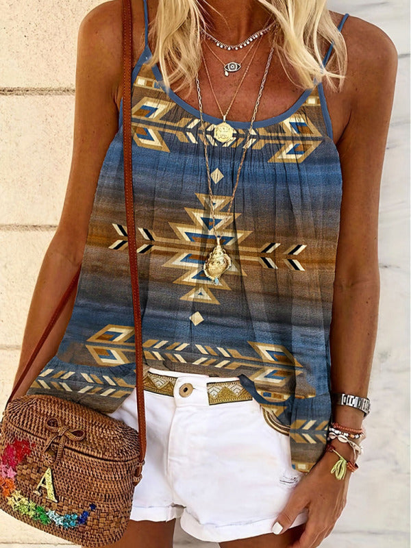 Womens Knit Casual Ethnic Aztec Camisole SIZE S-3XL