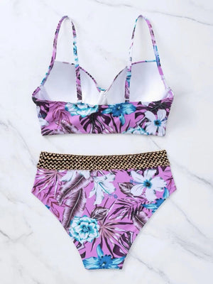 Womens Floral Cross Bikini Swimsuit SIZE S-XL