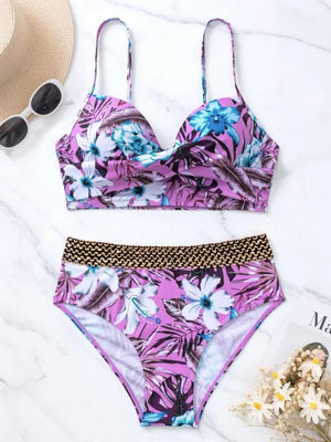 Womens Floral Cross Bikini Swimsuit SIZE S-XL