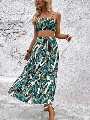 Womens Printed Holiday Backless Two Piece Set SIZE S-XL