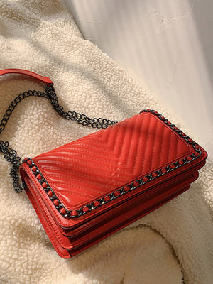 New Embroidered Thread Chain Portable Small Square Handbag