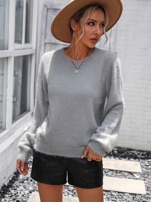 Womens Knitted Round Neck Long Sleeve Sweater SIZE S-XL