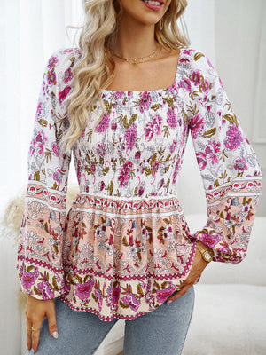 Womens Square Neck Long Sleeve Top SIZE S-XL